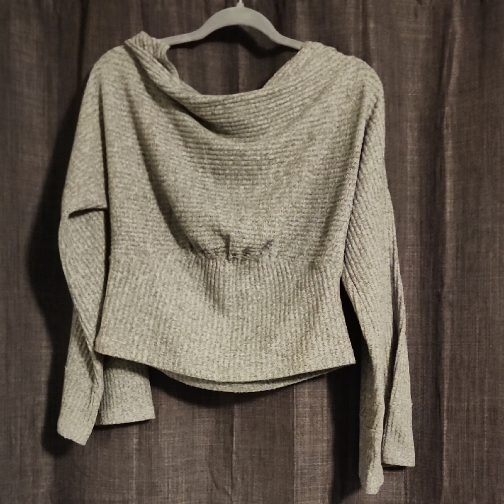 We The Free Light Gray Cowl Neck Sweater